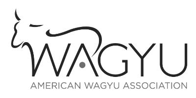 A black and white logo of the american wagyu association.